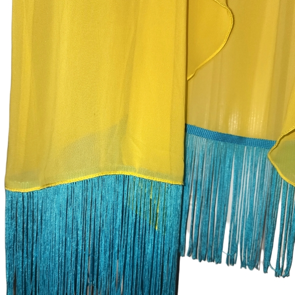 LuLaRoe Monroe kimono size Large yellow aqua NWOT - Picture 2 of 3